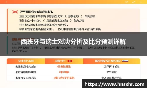 55世纪西班牙与瑞士对决分析及比分预测详解